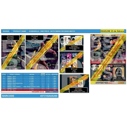 Banpresto Ichiban Kuji One Piece Both Wings Deciding Match Lote 80 Articulos Cupones Sorpresa — image 1