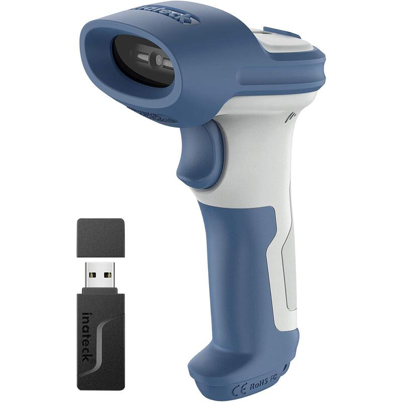 Inateck 2D/Qr Scanner Bluetooth 5.0 & 2.4GHZ White/Blue