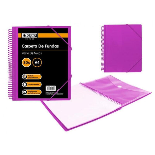 Ingraf Folder 30 Cases With Sobre Portada - Polipropileno Rigido - Espiral Plastica Indeformable - Opening 360 — image 1