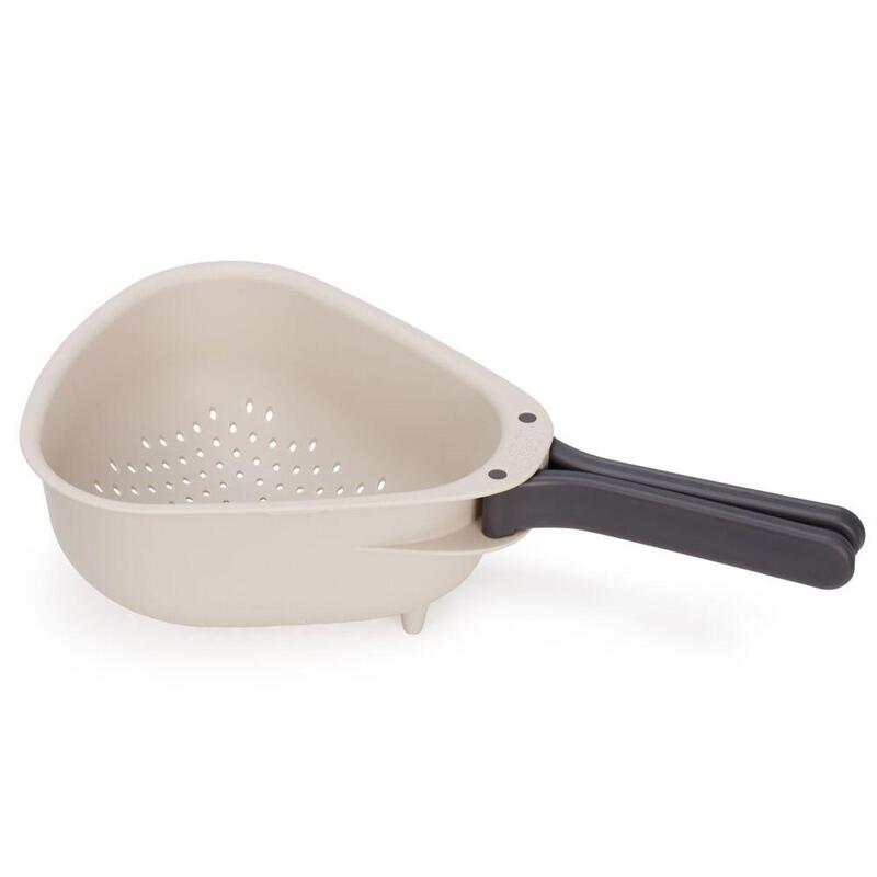 Joseph Droplet Large White Colander W. Folding Handle