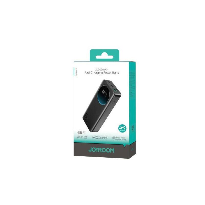 Joyroom Power Bank With Digital Display C + C + U + U, Pd 45W, 20000MAH, Black (JR-PBF02 Pro)