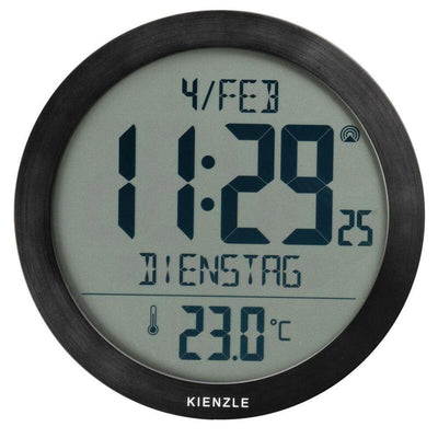 Kienzle Dcf Radio-control. Wall Clock W. Room Temp.display Black — image 1