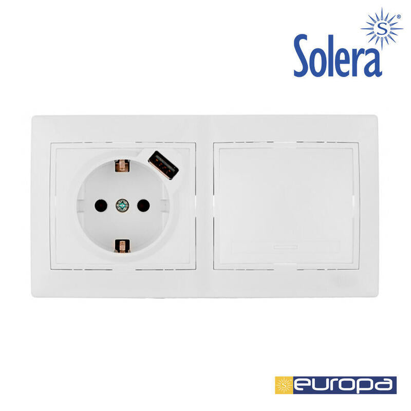 Solera Kit Conmutador + Base T/Tl With USB + Frame 2 Elementos 154X81X10MM Serie Europa Kit-erp-room
