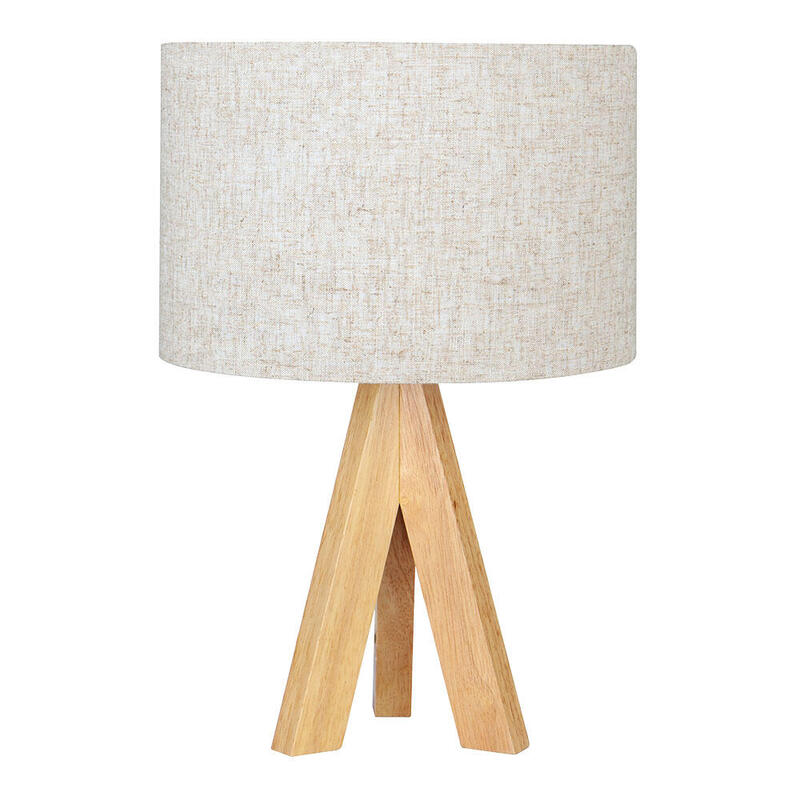 Lamp Desk E27 Wood And Fabric Bulb No Included