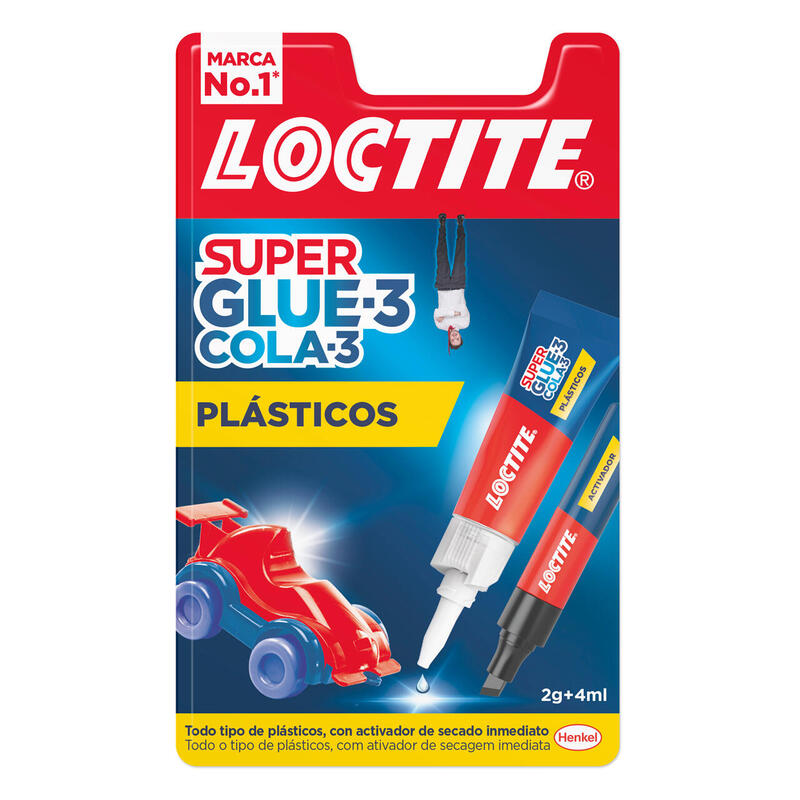 Loctite SUPERGLUE-3 Plasticos Dificiles Bl 4ML + 2GR - Glue Transparent And Liquido - Formulado Plasticos