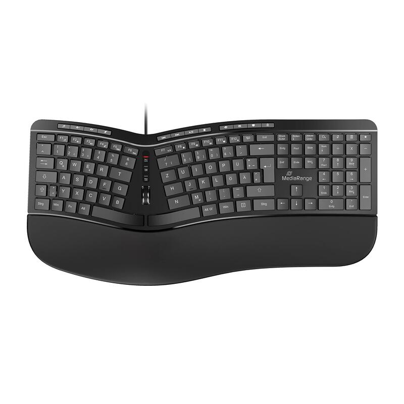 Mediarange Ergon. Multimedia-teclado 124 Ta. Scr-rad Black