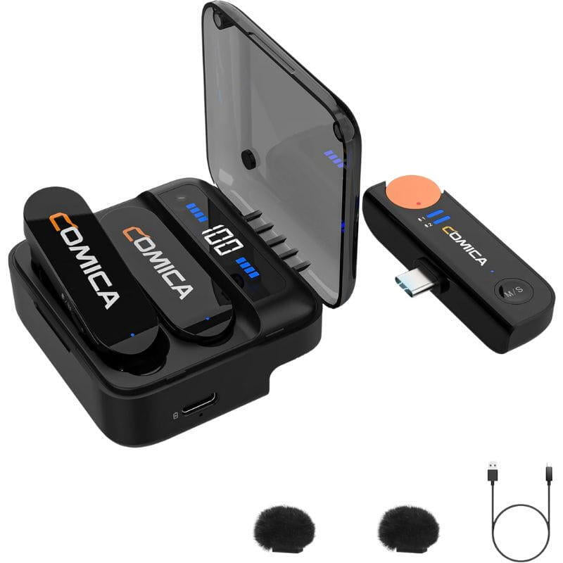 Microphone Comica Vimo S-uc Lavalier Wireless With Cancelación Sound (usb-c) Black