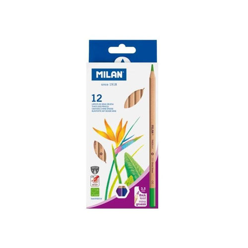 Milan Pack 12 Pencils Hexagonales Colours - Mina Gruesa 3.5MM - Resistant a Rotura - Wood Certificada Fsc - — image 1