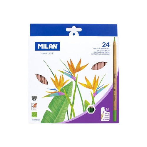 Milan Pack 24 Pencils Hexagonales Colours - Mina Gruesa 3.5MM - Resistant a Rotura - Wood Certificada Fsc - — image 1