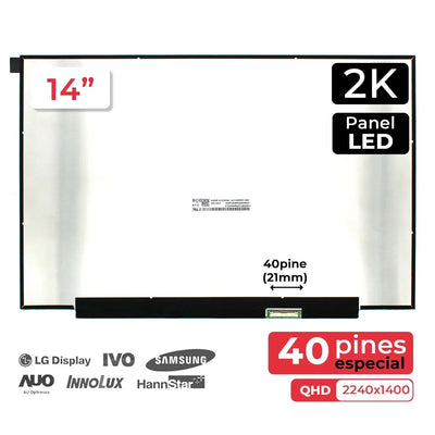 Screen LED 14 Laptop NV140DRM-N63 2K 40 Pines Narrow/Special — image 1
