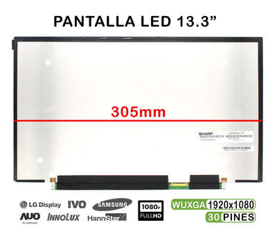 Screen LED 13.3 Pulgadas Laptop Sharp LQ133M1JW02A FHD 30 Pines 305MM — image 1