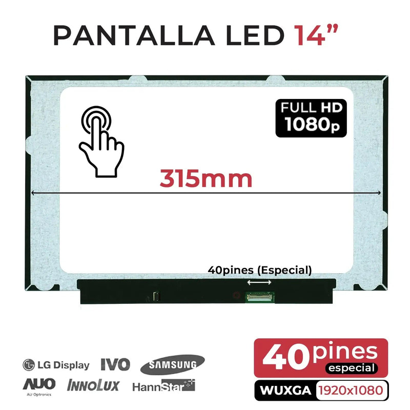 Screen LED Touchscreen 14 Laptop B140HAK03.2 40 Pines