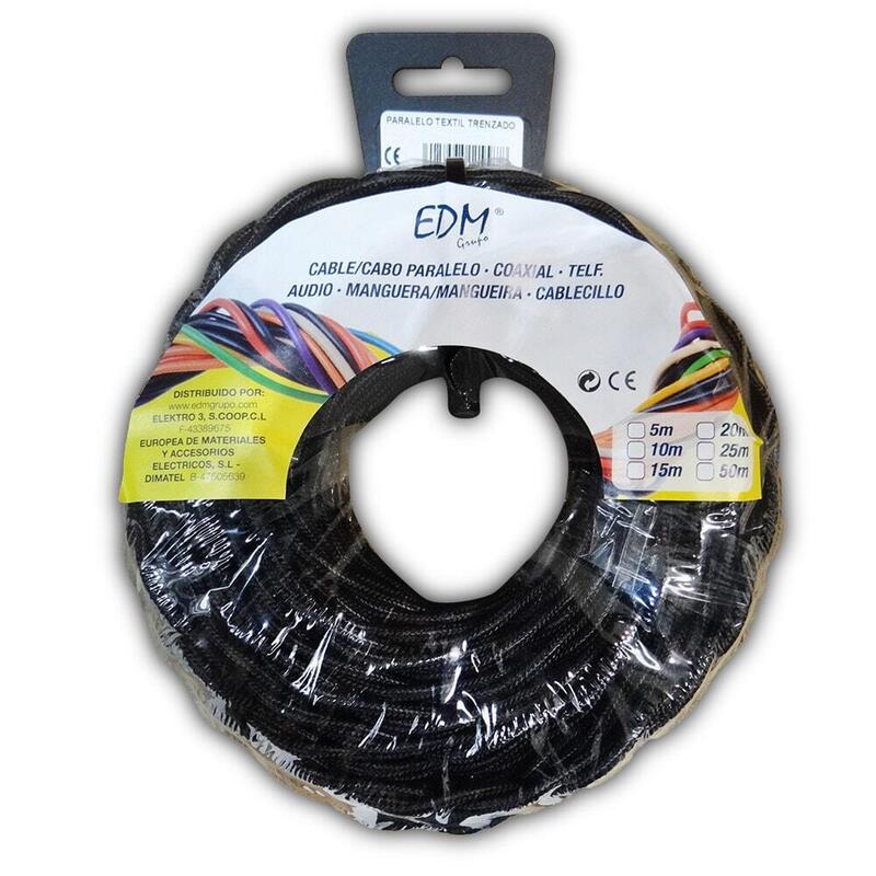 Paralelo Textil Trenzado 2X1,5MM Black 25MTS