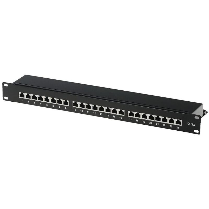 Helos Patch Panel CAT.6A 19 1U 24 Ports Black