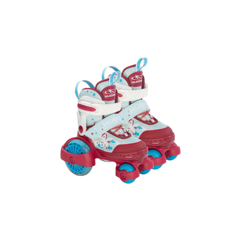 Hudora Patines Sobre Wheels My First Quad Size Led. 26-29, Patines Red/Blue Claro, With Iluminación LED 22051