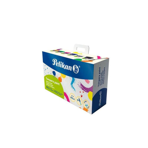 Pelikan Pack 6 Temperas - 40ML - Pincel Hair Pony Nº4 - Consistencia Cremosa - Colours Surtidos — image 1