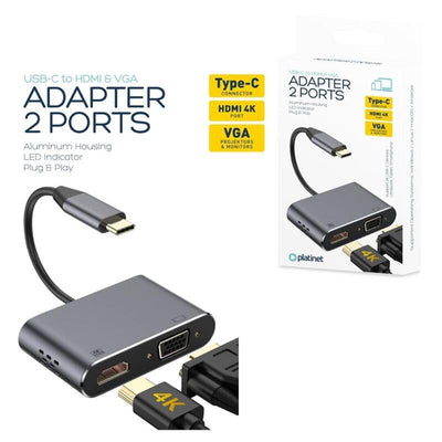 Platinet Adapter USB Type-c a HDMI 4K + Port VGA — image 1