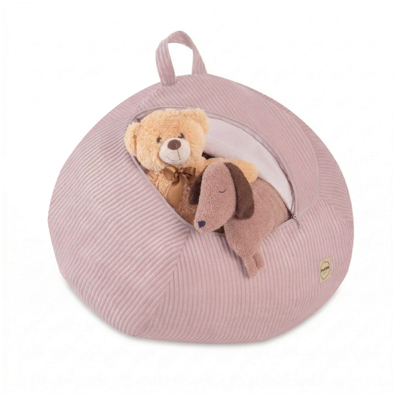 Corduroy Toy Storage Bag and Pouffe Cover — Light Pink