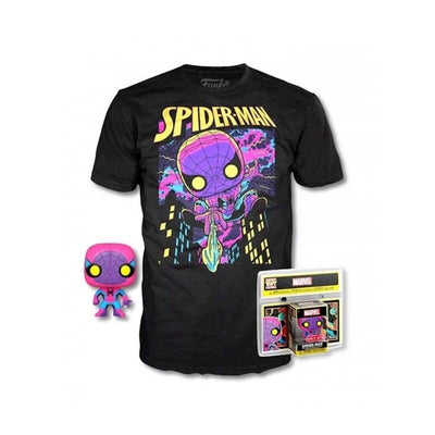 Funko Pop & Tee Marvel Spiderman Black Light + T-shirt Size XL — image 1