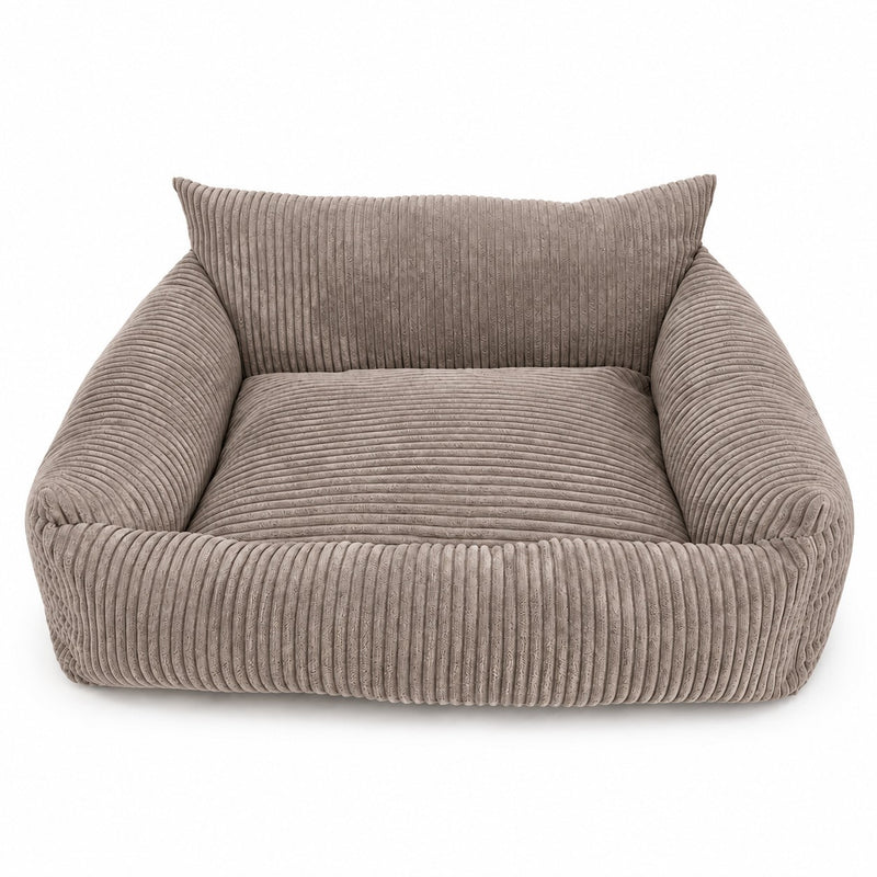 Lodie Corduroy Dog Sofa with Removable Cover – Hazelnut Taupe, S
