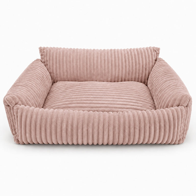 Lodie Corduroy Dog Sofa with Removable Cover – Pink, L