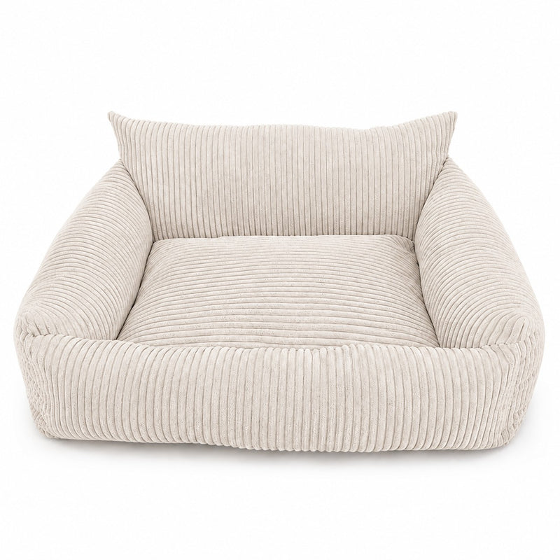 Lodie Corduroy Memory Foam Dog Sofa – Vanilla Beige, M
