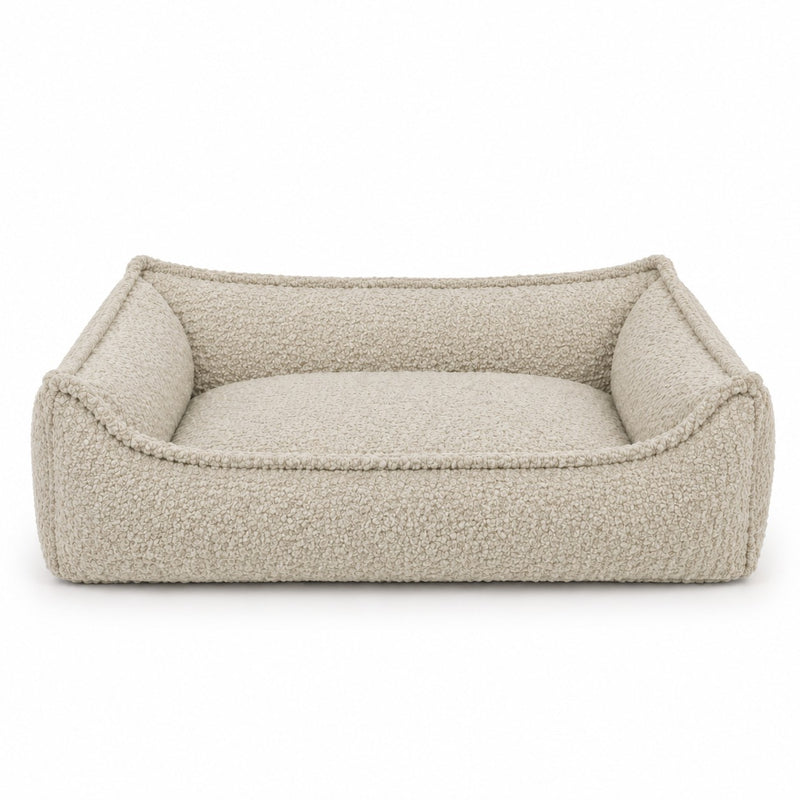 Nino Bouclé Memory Foam Dog Basket Bed – Ecru, S