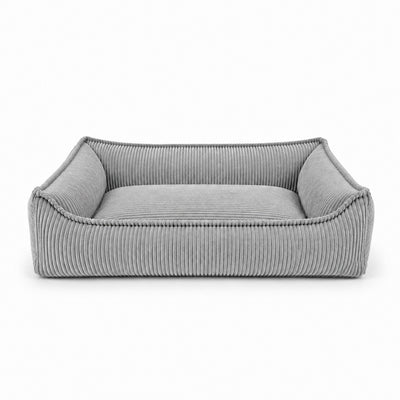 Nino Corduroy Dog Basket Bed with Removable Cover – Cloud Grey, XL