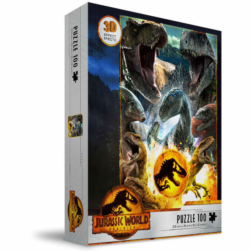 Puzle 100 Efecto 3D Poster Compo Carnivoros Jurassic World
