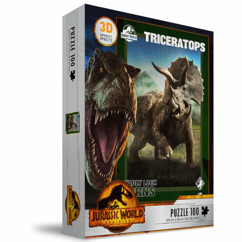 Puzle 100 Efecto 3D Poster Triceratops Jurassic World
