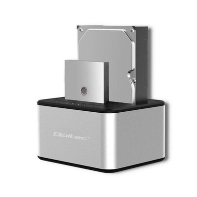 Qoltec 50316 2X HDD SSD Docking Station 2.5 3.5 SATA USB 3.0 Cloning — image 1