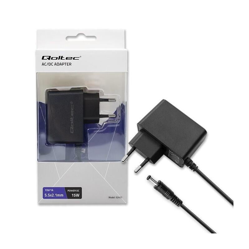 Qoltec 52417 Plug-in Power Adapter Premium 15W 15V 1A 5.5X2.1