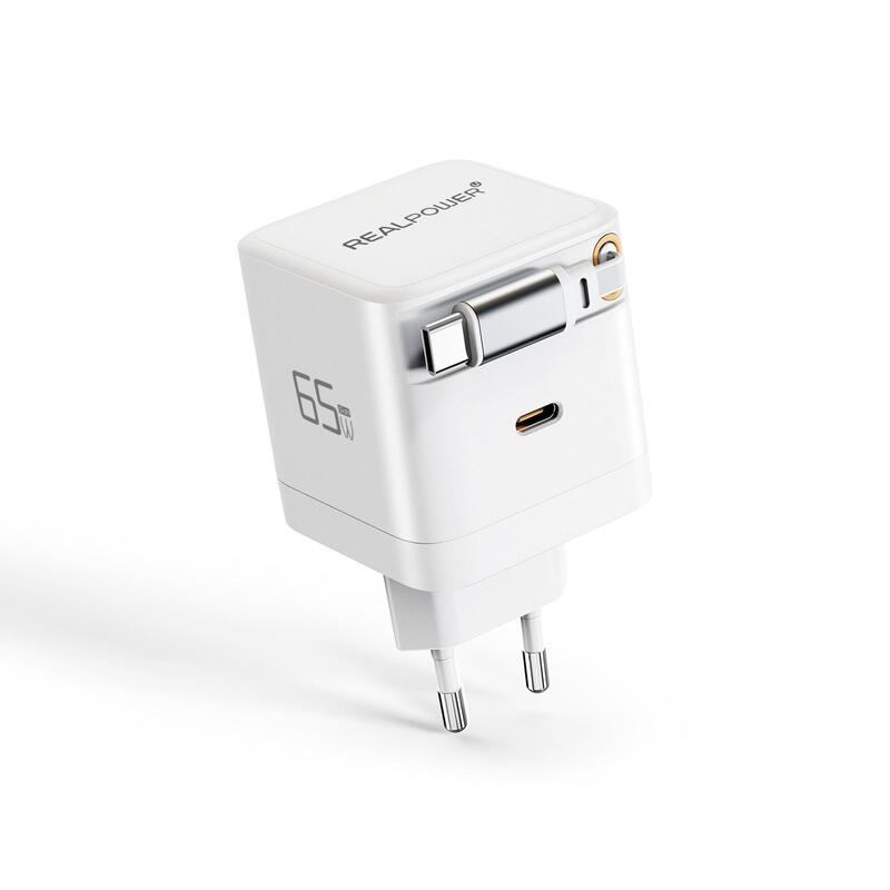 Realpower GaN Charger 65W BLANCO,65 Watt, 2X Type-c