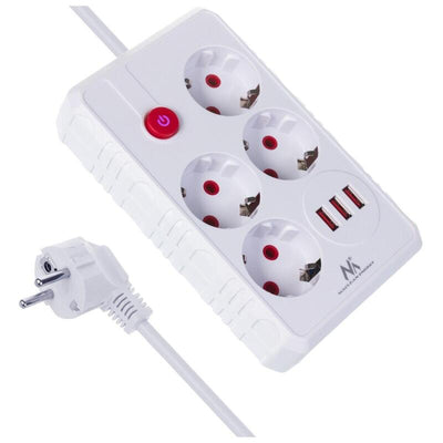 Maclean Power Strip Plugs , Cable Alargador 4 Sockets + 3x USB, 110-240V Ca 50/60 Hz, 2,1A Max. 2500W, 1,5M, W — image 1