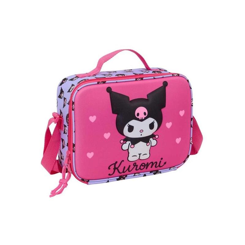 Safta Kuromi Bag Isotermica Porta Alimentos - Front 3D - Zip - Shoulder Bag Adjustable - Handle Mano -