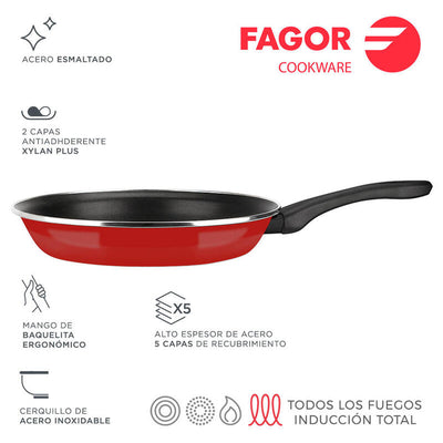 Fagor Frying Pan Optimax Ø30CM Red Steel Aisi 430 — image 1