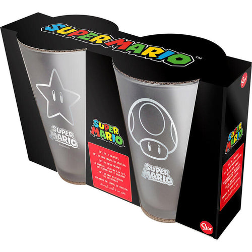 Set 2 Glasses Casual Mario Bross 490ML — image 1