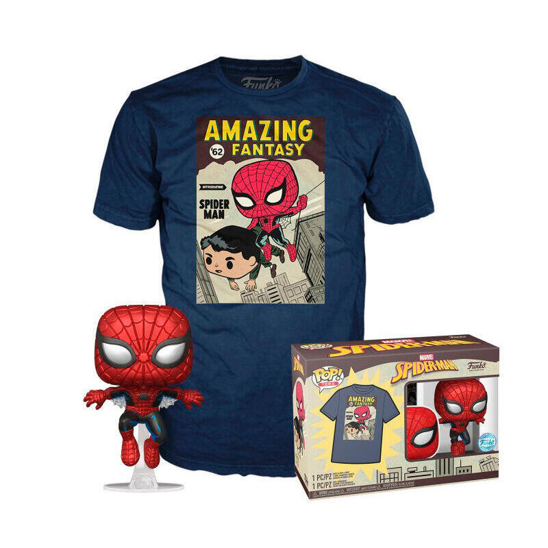 Set Figure Pop &38, Tee Marvel Spiderman Comic Cover Size L