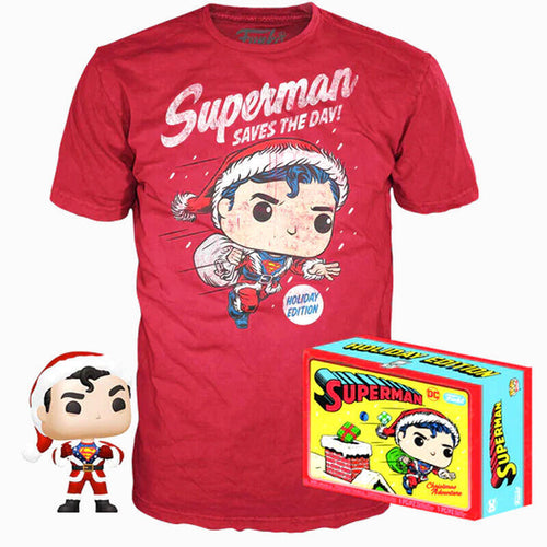 Set Figure Pop & Tee DC Comics Superman Exclusive Flocked Size S — image 1