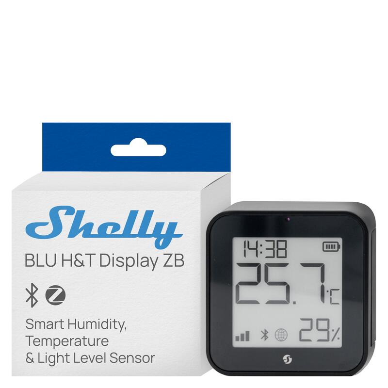 Shelly · Plug & Play · Blu Zb H&t Display Black · Temperatur- & Feuchtigkeitssensor · E-paper Display · Blueto