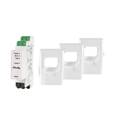 Shelly Relé Pro 3EM 400A WLAN LAN Contador Eléctrico Includes 3 400A Bornes Función Medición Bt Din-rail — image 1