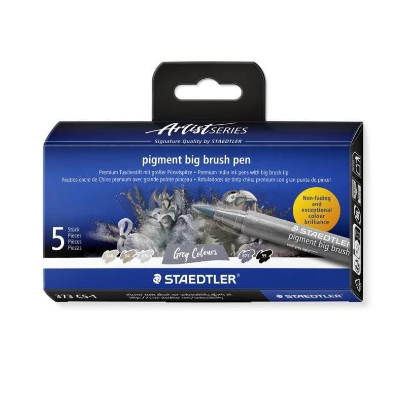 Staedtler Pigment Big Brush Pen Grey 5ST