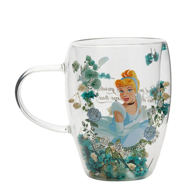 Mug Glass Flores Secas Cenicienta Princesas Disney — image 1