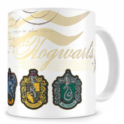 Mug Escudos Casas Hogwarts White Ceramic Harry Potter — image 1