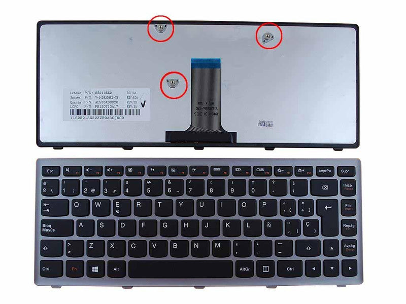 Keyboard Laptop Lenovo Flex 14 G400S Black With Frame Silver