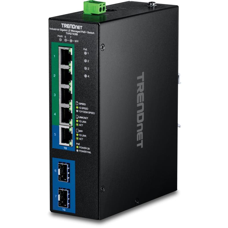 Trendnet Industrial Switch 7-PORT Gbit PoE + L2 Man Din-rail