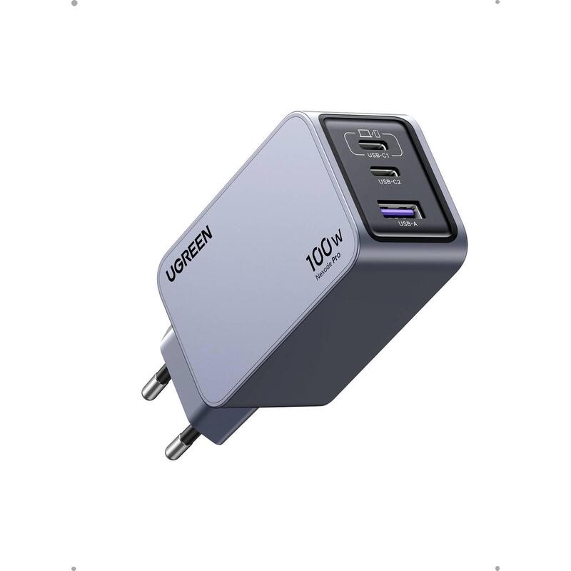 UGREEN 100W GaN Tech Nexode Pro Fast Wall Charger, 1x USB-A & 2x USB-C Space Grey (15203)