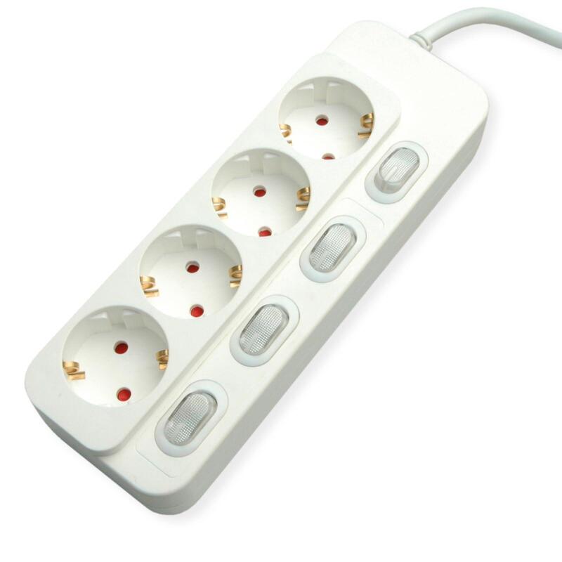 Value 4-VÍAS Power Strip Plugs With Einzelschaltern, White 3M