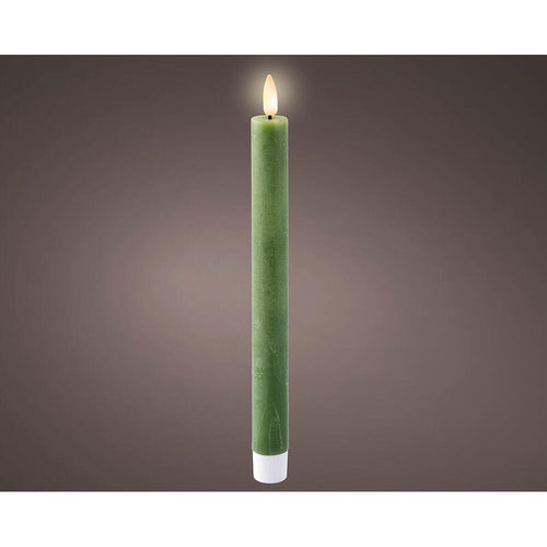 Candle Cera LED Colour Green Finish Rustic Ø2,20 X 24,50CM, Pack 2 Units — image 1