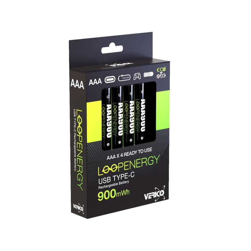 Verico Loopenergy Li-ion Battery AAA900, Usb-c, 4ER Pack Retail